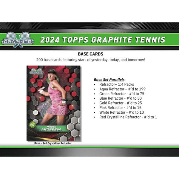 2024 Topps Graphite Tennis Hobby 12 Box Case - Image 3
